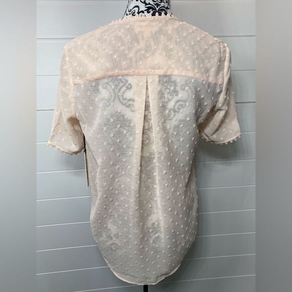 L’AGENCE Drape Top Sz XS Womens Sheer Swiss Dot Faux Wrap Surplice 40273FPD - Picture 5 of 8